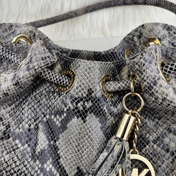 MICHAEL KORS Snake Print Shoulder Bag with Tassel Charm - Picture 3 of 12
